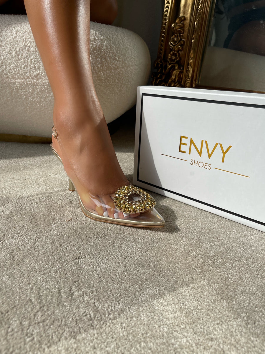 slingback perspex heels