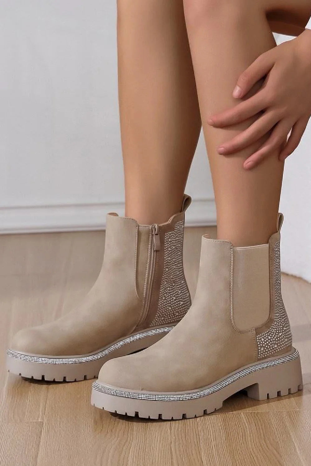 Diamante biker boots hotsell