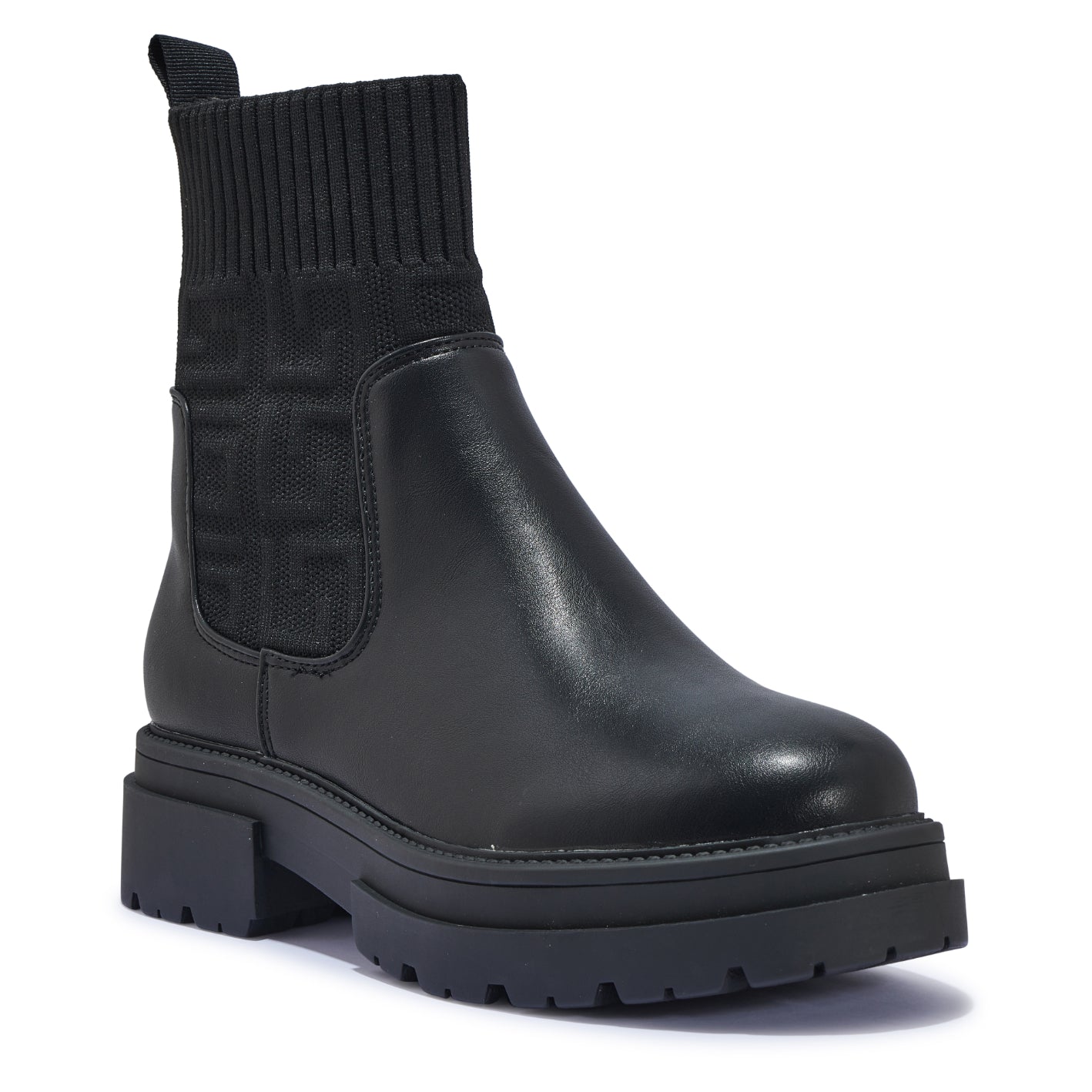 CHANTE BLACK KNIT BIKER BOOTS