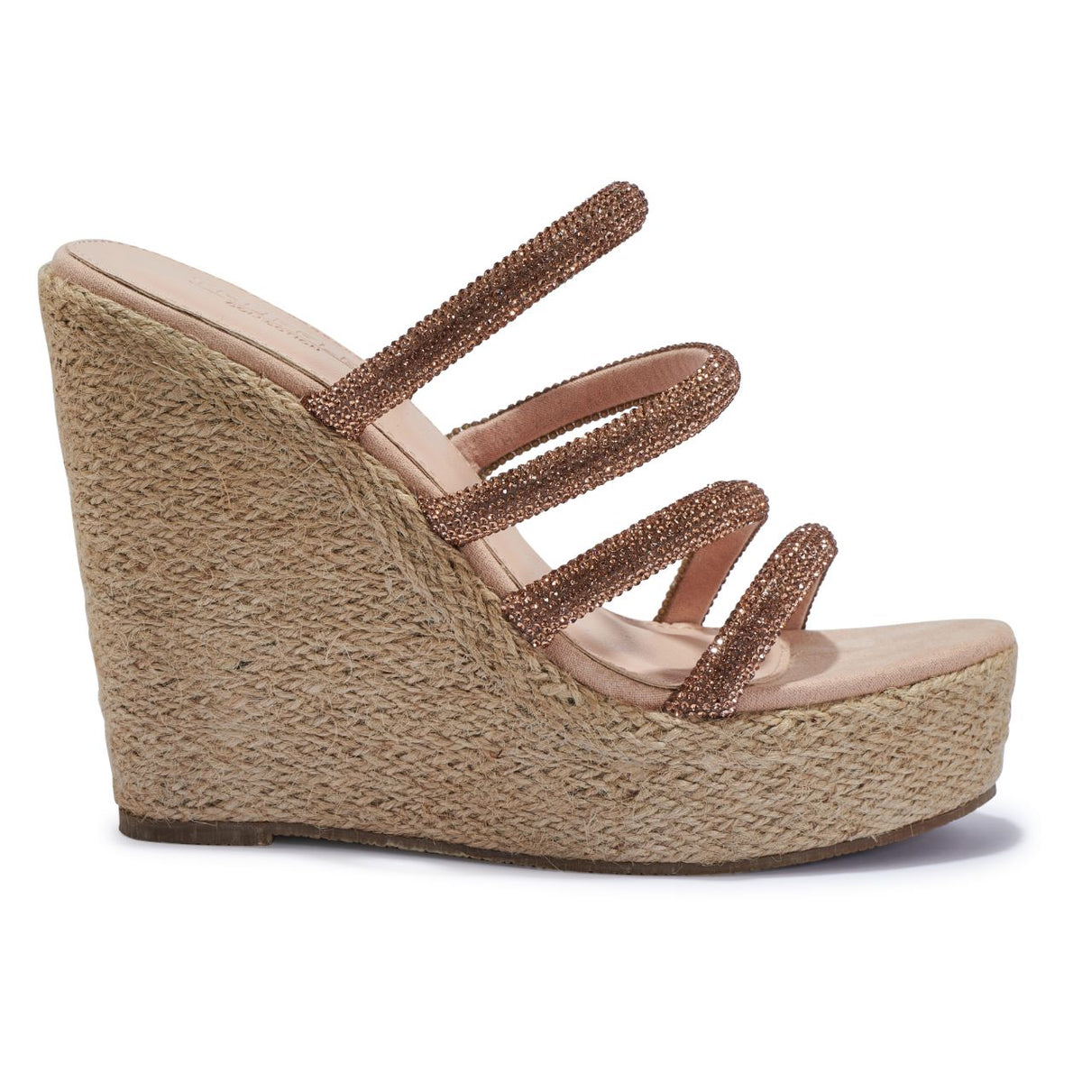 MANUELA STRAPPY ROSE GOLD DIAMANTE WEDGES – Envy Shoes UK